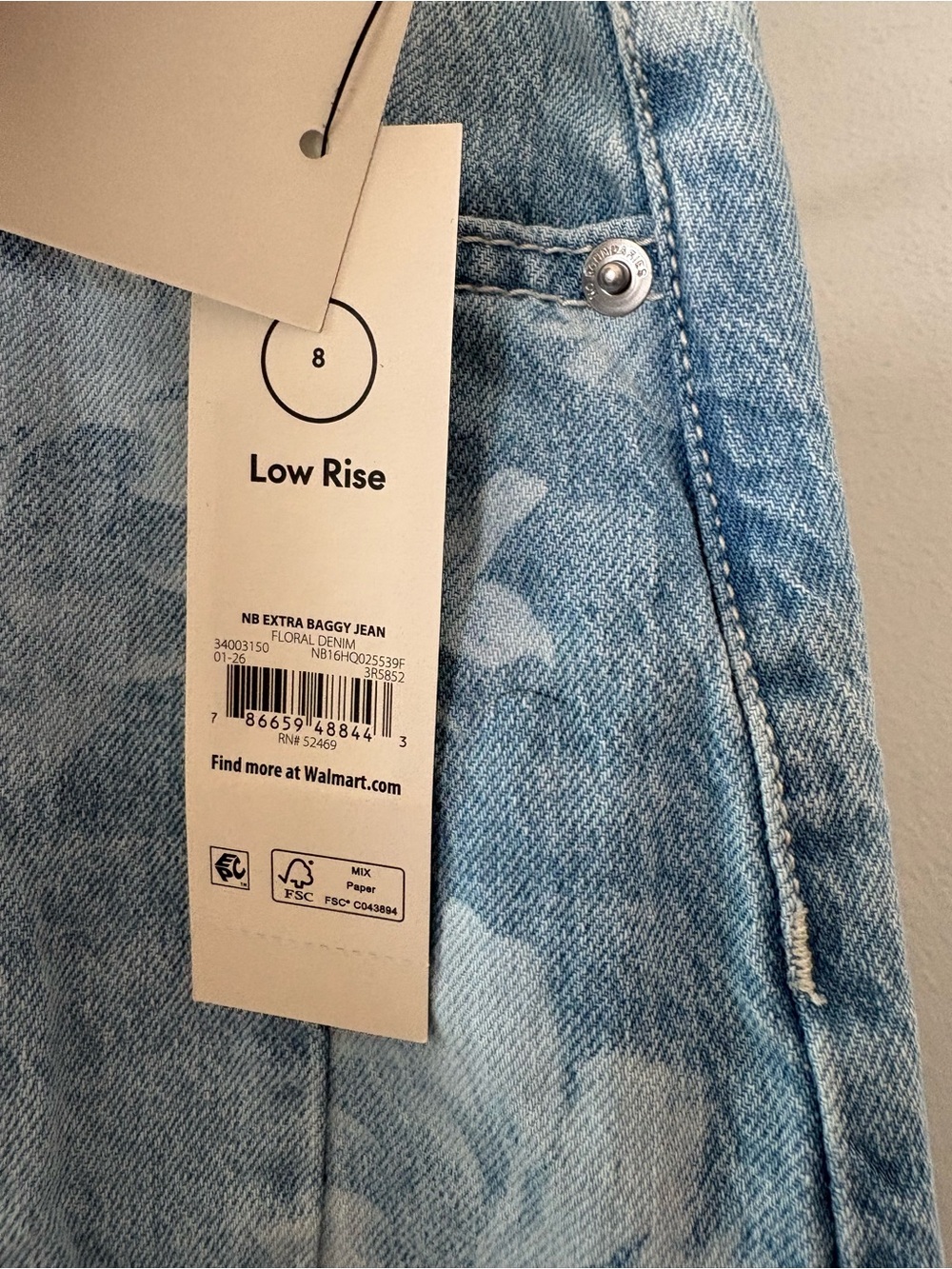 No Boundaries Floral Print Wide-Leg Jeans Size 8 - Picture 4 of 5